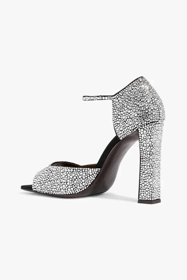Giuseppe Zanotti Mya 105 Crystal-Embellished Satin Sandals, photo 3 of 4 from THE OUTNET