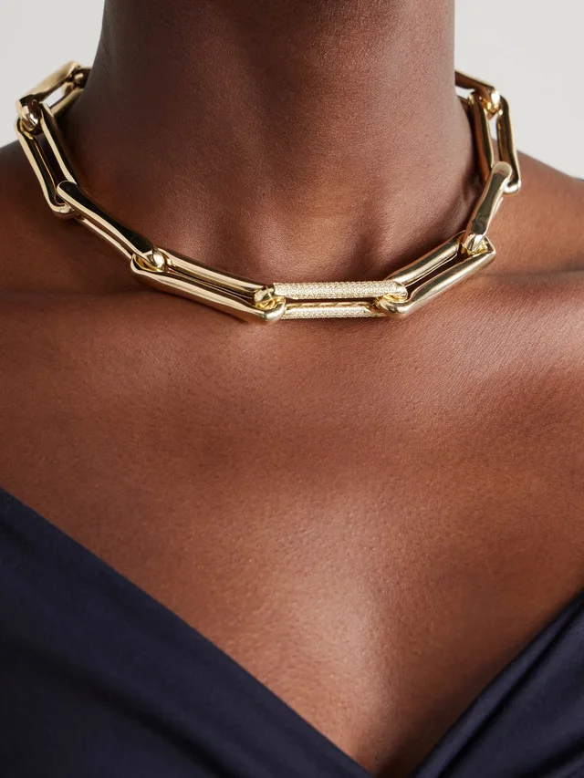 LAUREN RUBINSKI Extra Large 14-karat gold diamond necklace in Metallic, photo 2 of 2 from NET-A-PORTER (Canada)