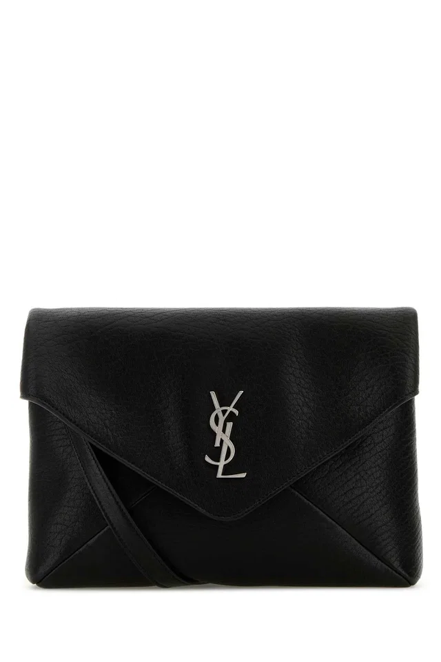Saint Laurent Quilted Leather Clutch — Black in Black Leather from HEWI
