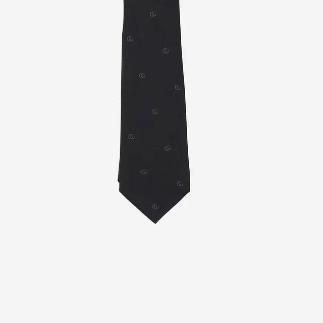 Gucci Silk Jacquard Double Gg Necktie — Black Neckties in Black Silk from HEWI