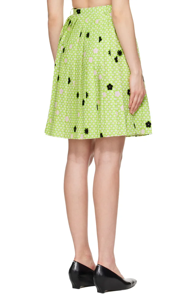 MM6 Maison Margiela Green Belted Midi Skirt, photo 3 of 4 from SSENSE