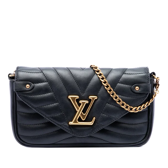 Black Louis Vuitton New Wave Chain Pochette Crossbody Bag in Black Leather from Designer Revival, photo 1 of 1