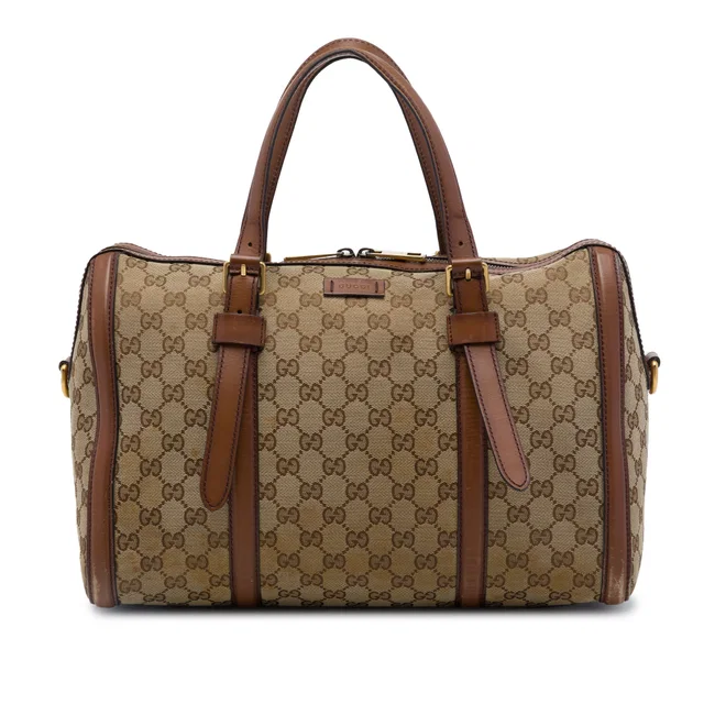 Beige Gucci Medium GG Canvas Lady Web Boston Bag Satchel in Beige Canvas from Designer Revival, photo 1 of 1