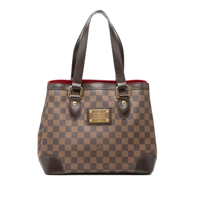 Brown Louis Vuitton Damier Ebene Hampstead PM Tote Bag in Brown Canvas from Designer Revival