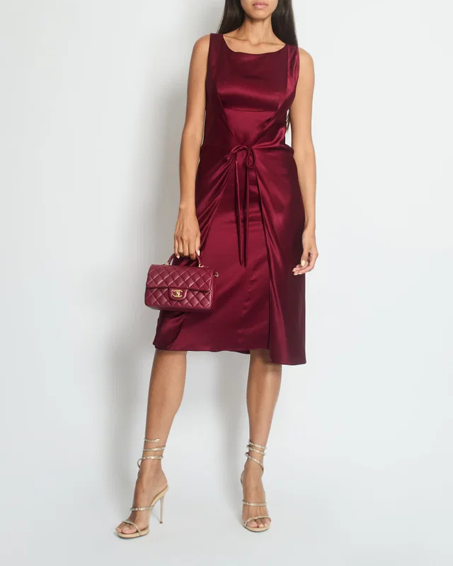 Chanel Vintage 98A Burgundy Silk Wrap Dress Size FR 38 ( UK 10) in Burgundy Silk from Sellier