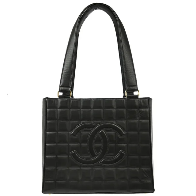 Chanel 2001-2003 Black Lambskin Choco Bar Handbag in Black Lambskin from AMORE Vintage Tokyo