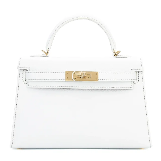 Hermès Mini Kelly II HSS White (01) Rose Purple (L3) in White Epsom leather from Ginza Xiaoma