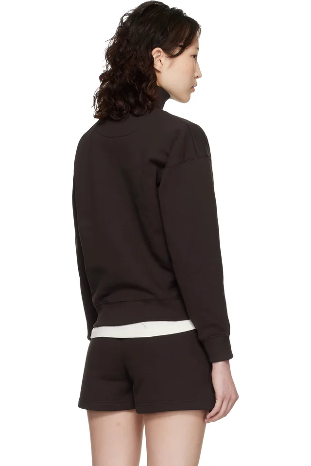 Maison Kitsuné Brown Baby Fox Half Zip Sweatshirt, photo 3 of 4 from SSENSE