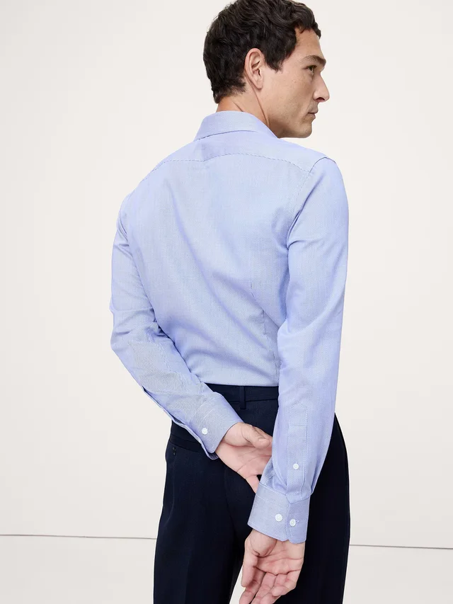 Banana Republic Slim-Fit Wrinkle-Resistant Dress Shirt in Blue Dobby, photo 2 of 6 from Banana Republic (Canada)