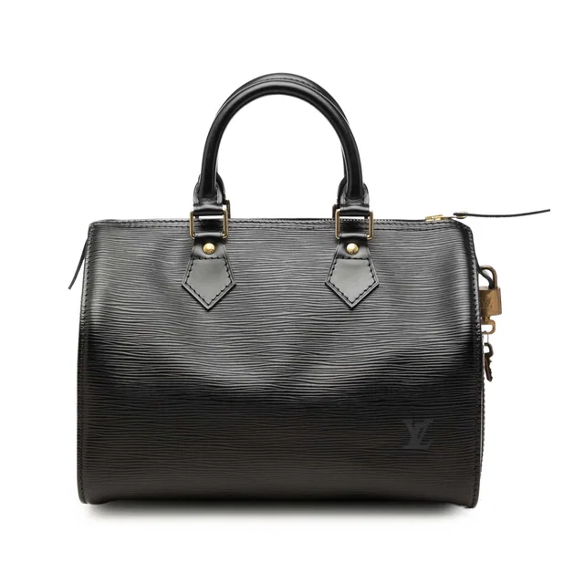 Black Louis Vuitton Epi Speedy 25 Boston Bag in Black Leather from Designer Revival