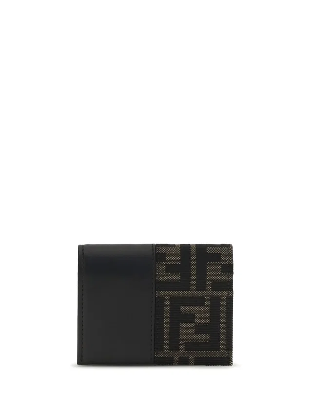 Fendi Ff Card Case — Black Polyester; Cotton Wallet in Black Calfskin from HEWI