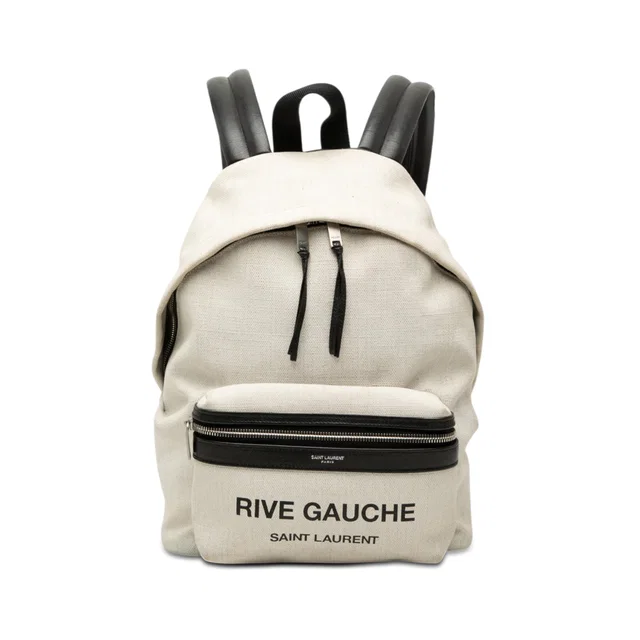 White Saint Laurent Canvas Rive Gauche City Backpack in White Canvas from Designer Revival