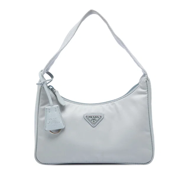 Gray Prada Mini Tessuto Re Edition 2000 Shoulder Bag in Grey Nylon from Designer Revival