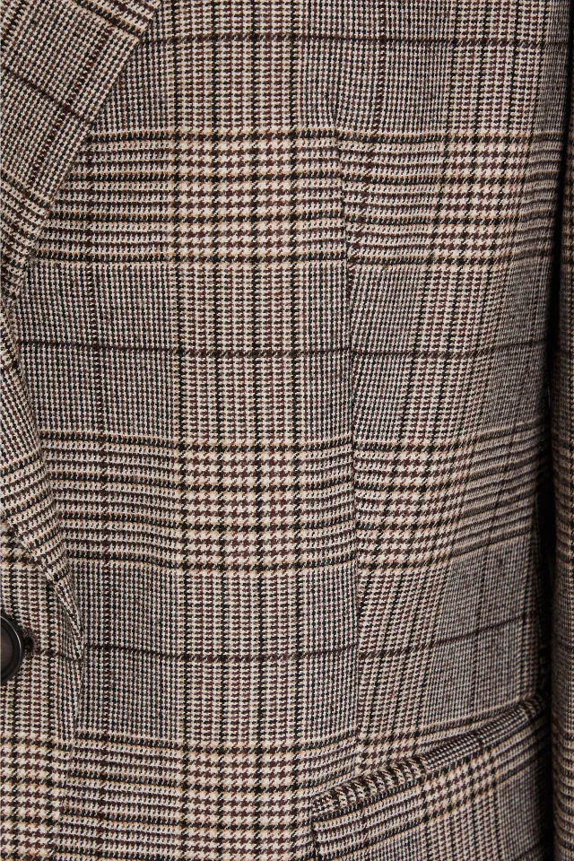Brunello Cucinelli Bead-Embellished Checked Wool-Blend Blazer in Brown, photo 4 of 4 from THE OUTNET