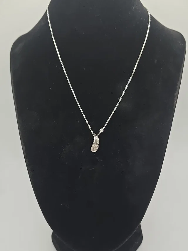 Swarovski Silver Pav Teardrop Feather Pendant Necklace in silver|gray from Poshmark