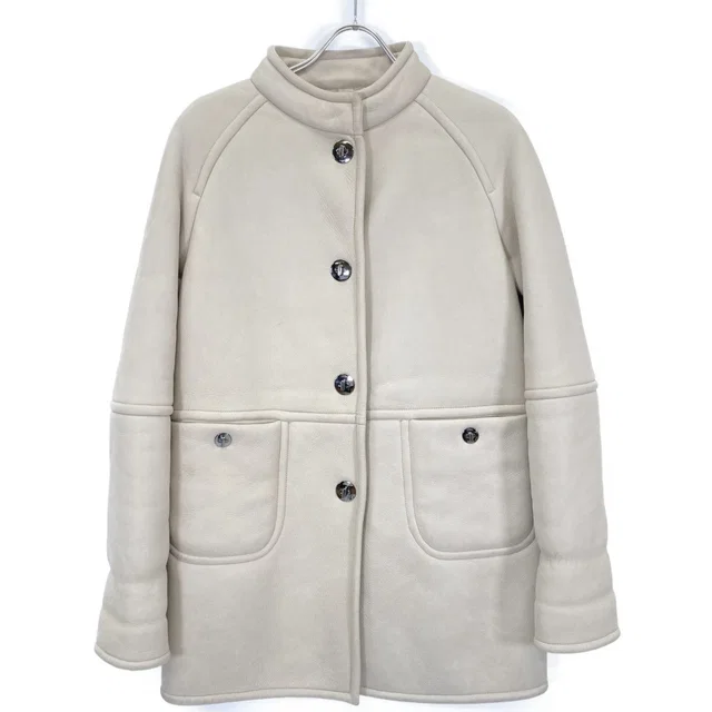 Loewe Ivory Shearling Coat 36 in White Leather from The Reluxe