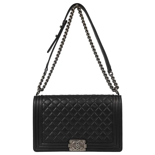 Boy Chanel 2017 Black Lambskin Medium Shoulder Bag in Black Lambskin from AMORE Vintage Tokyo