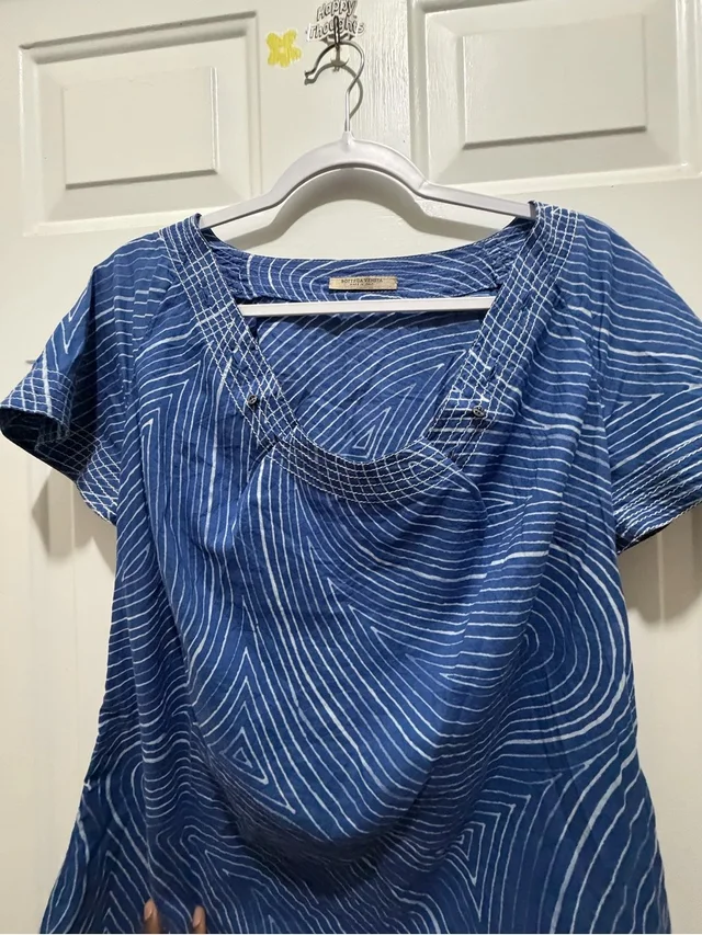 Bottega Veneta Swirl Print Silk-Blend Top Sz 42 (Us 6-8) in blue|white Silk from Poshmark