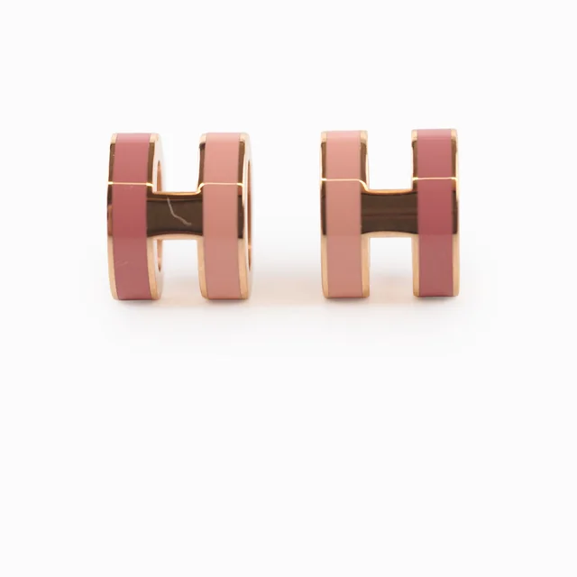 Hermès Mini Pop H Rose Stud Earrings in Pink from The Purse Affair