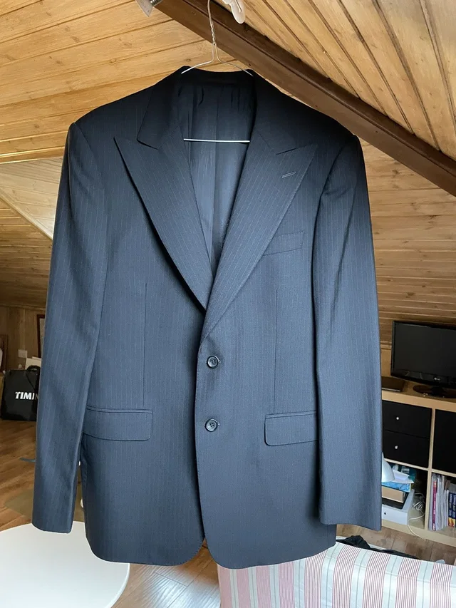 Tom Ford For Gucci - Pinstriped Suit Blazer Peak Lapels in black Wool from Grailed