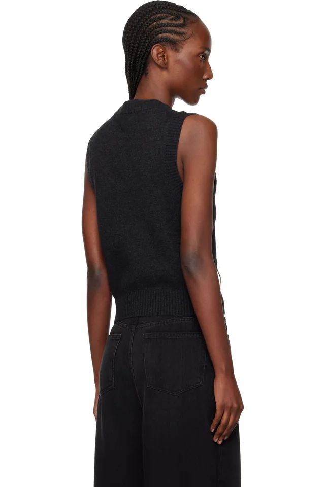 GANNI Gray Graphic Wool Sweater Vest, photo 3 of 4 from SSENSE