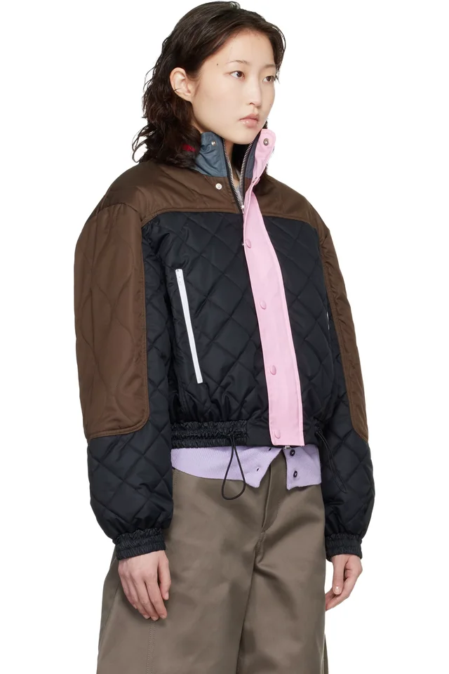Meryll Rogge Black & Brown Quilted Track Bomber Jacket, photo 2 of 4 from SSENSE