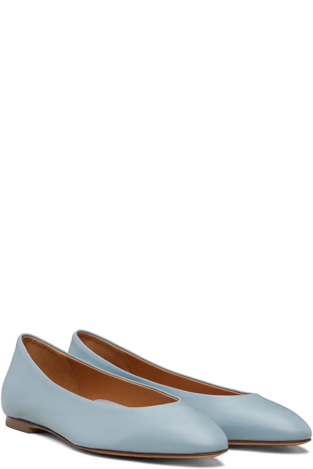 Aeyde Blue Ellie Almond-Toe Flats, photo 4 of 5 from SSENSE