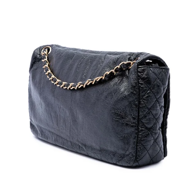 Black Chanel Medium Vinyl Rock and Chain Flap Shoulder Bag in Black Woven leather from Designer Revival, photo 2 of 2