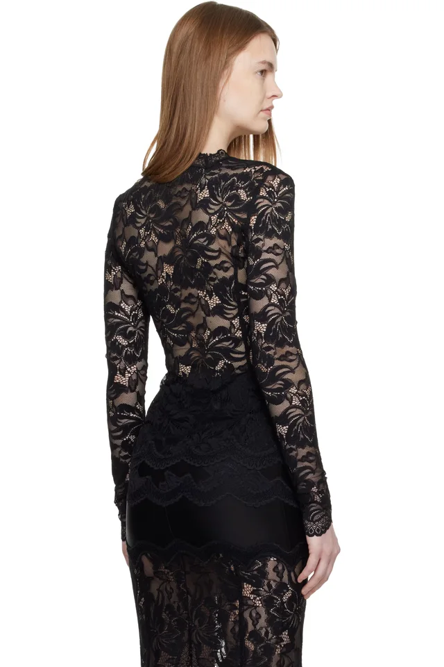 Rabanne Black Long-Sleeved Lace Blouse, photo 3 of 4 from SSENSE