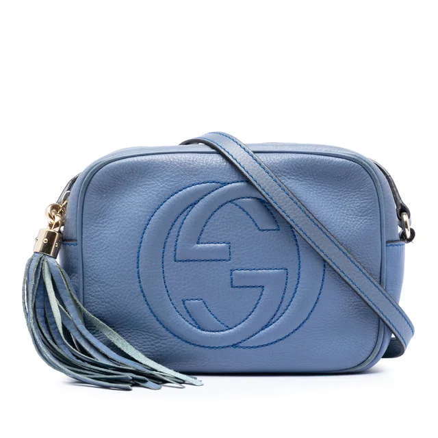 Blue Gucci Calfskin Soho Disco Crossbody in Blue Calfskin from Designer Revival