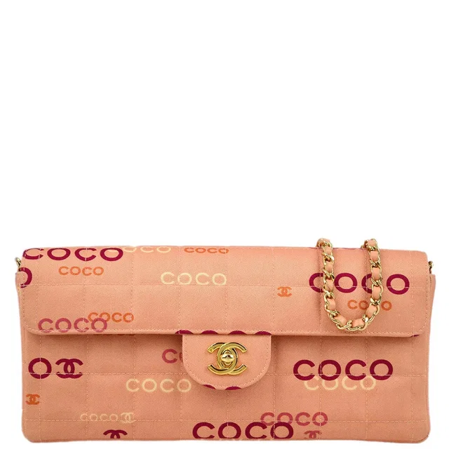 Chanel 2000-2001 Pink COCO East West Shoulder Bag in Pink Lambskin from AMORE Vintage Tokyo