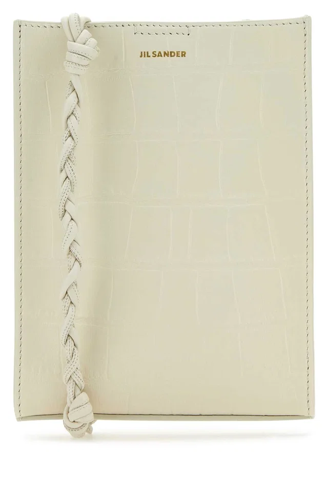 Jil Sander Crocodile-Embossed Calf Leather Shoulder Bag — Beige in Beige Calfskin from HEWI