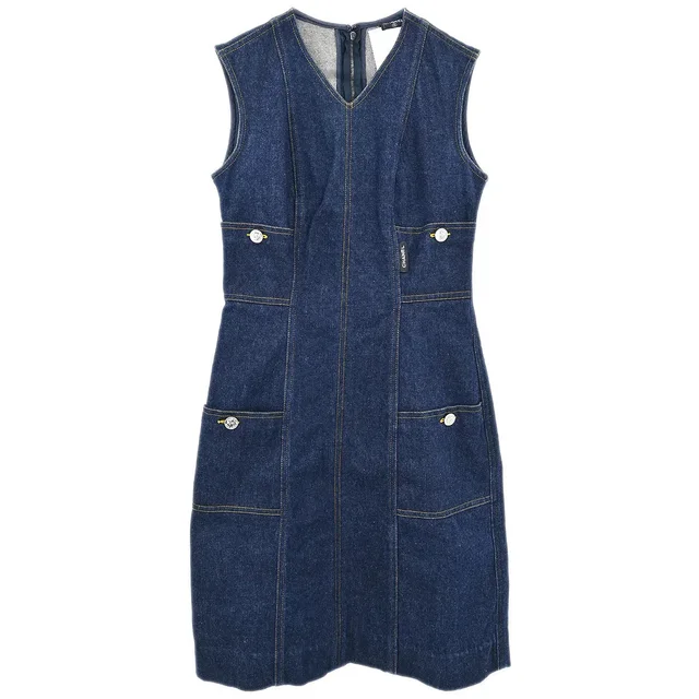 Chanel Denim Sleeveless Dress Indigo #36 in Denim from AMORE Vintage Tokyo