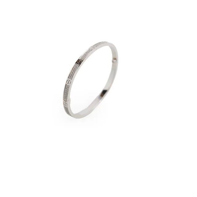 Cartier Love Bracelet Small Model White Gold Pave Diamond Size 16 in White from The Purse Affair