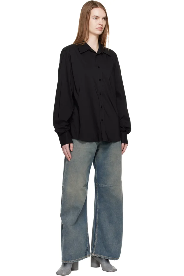 MM6 Maison Margiela Black Poly Cotton Shirting Long-Sleeved Shirt, photo 4 of 4 from SSENSE