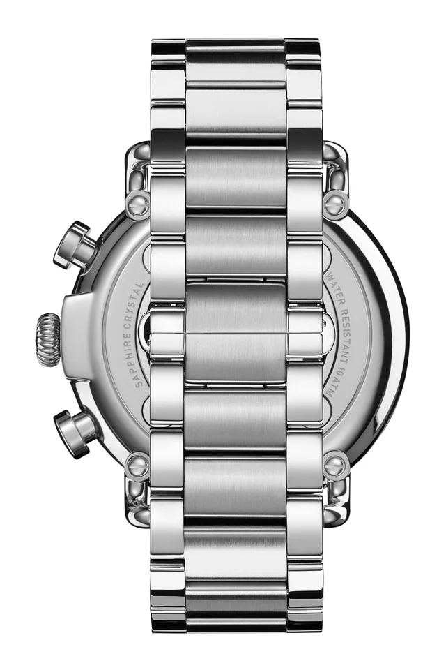 Shinola Runwell 2 Eye Chrono 41mm Watch Silver Bracelet in Black, photo 2 of 4 from REVOLVE (Canada)
