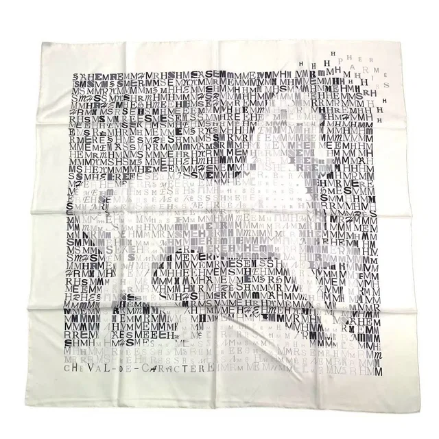Hermès Carre 90 Scarf Cheval de Caracter Silk White in White Silk from The Reluxe
