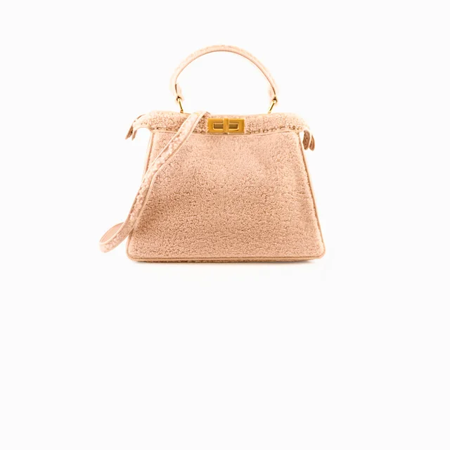 Fendi Peekaboo Shearling Medium Light Pink in Pink from The Purse Affair