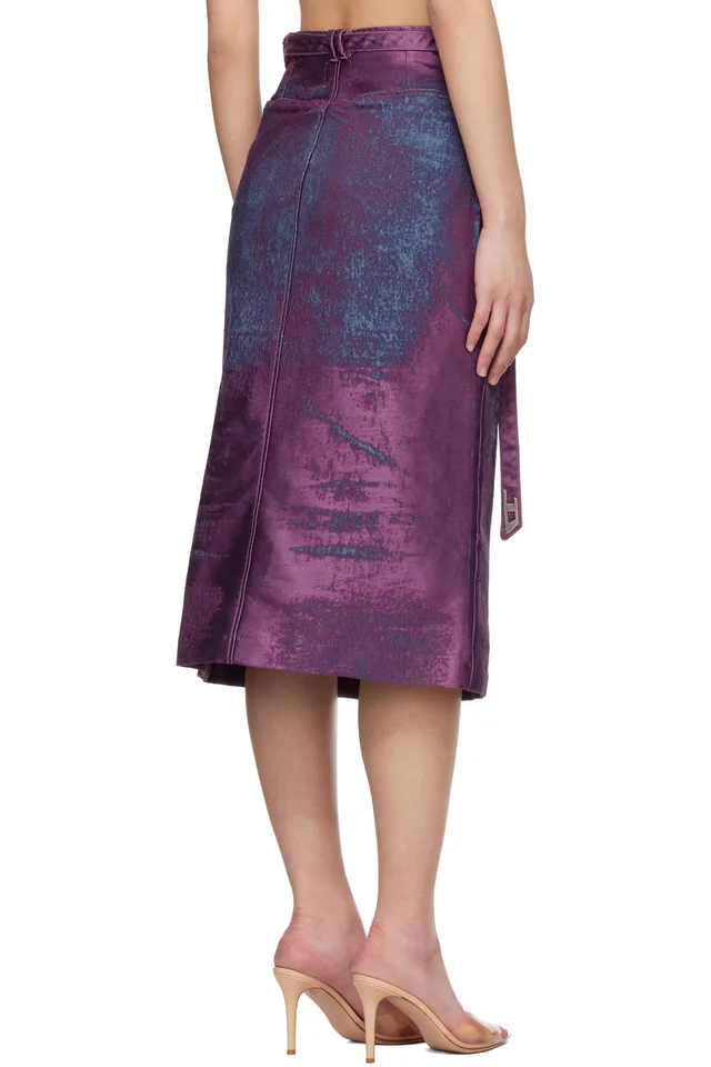 Diesel Purple Satin Denim Midi Skirt, photo 3 of 4 from SSENSE