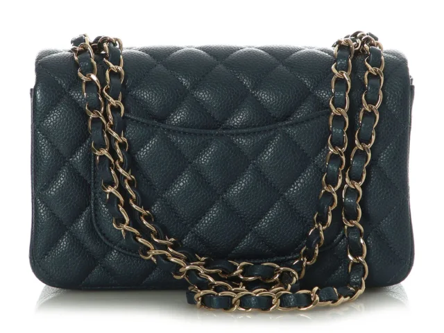Chanel Mini Dark Blue Quilted Caviar Classic in Blue Caviar leather from Ann's Fabulous Finds, photo 5 of 10