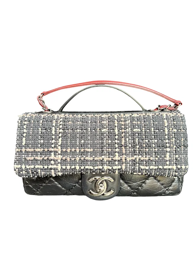 Chanel Airline Tweed Top Handle Black RHW in Black Tweed from Luxury Promise