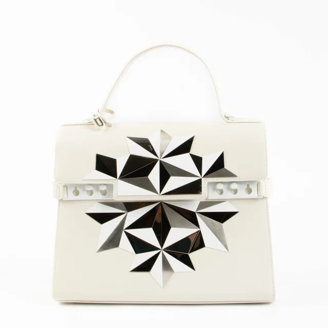 Delvaux White Box Calf Poussiere d'Etoiles Tempête MM in White Box leather from Labellov