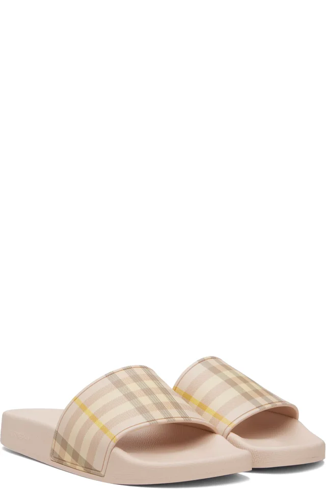 Burberry Pink Check Slides, photo 4 of 5 from SSENSE