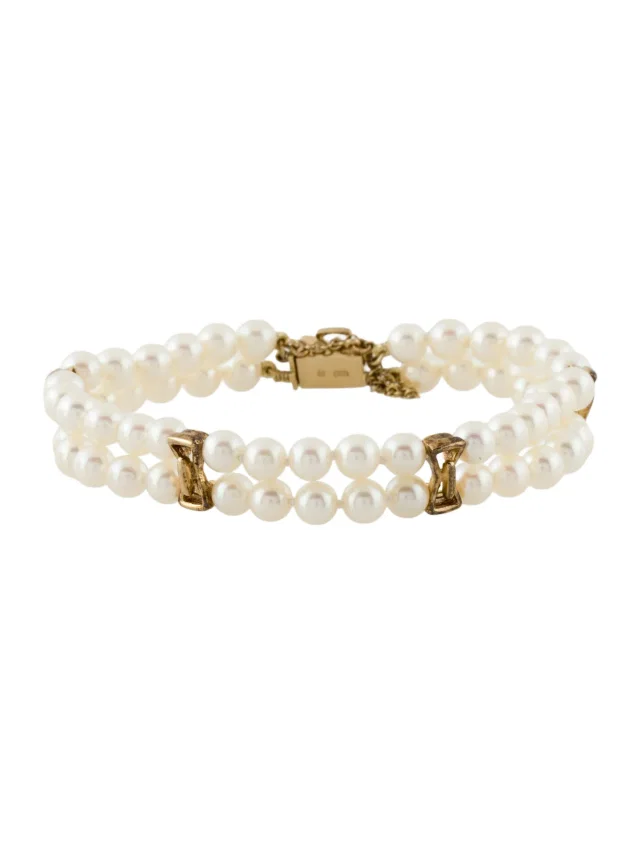 Mikimoto 14K Pearl Double Strand Bracelet in multicolor from The RealReal