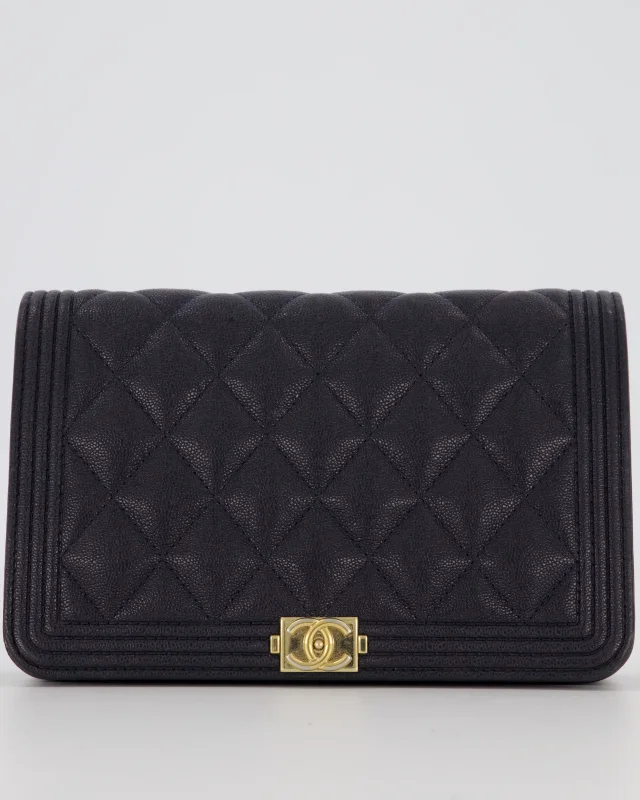 Chanel Navy Boy Wallet on Chain Bag in Navy Caviar leather from Sellier, photo 14 of 19