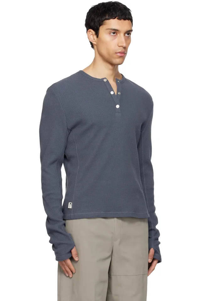 CARRER Navy Lis Classic Henley, photo 2 of 4 from SSENSE