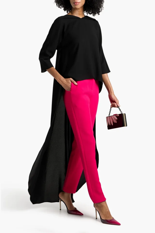 Carolina Herrera Asymmetric Crepe Top in Black, photo 2 of 4 from THE OUTNET