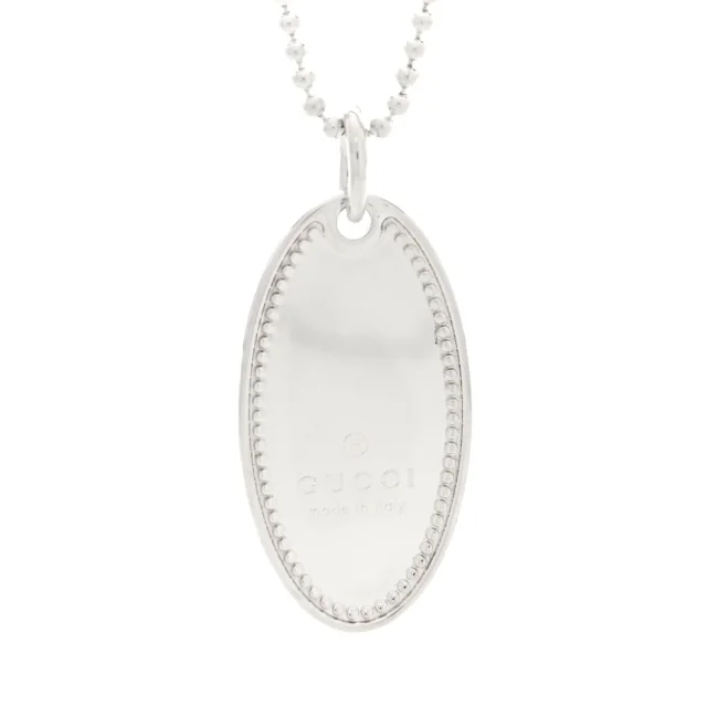 Gucci Sterling Silver Trademark Logo Oval Pendant Necklace in Silver from FASHIONPHILE, photo 4 of 5