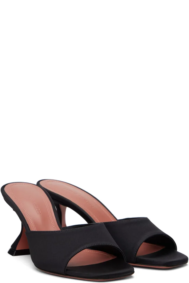 Amina Muaddi Black Lupita Slipper 70 Heeled Sandals, photo 4 of 5 from SSENSE