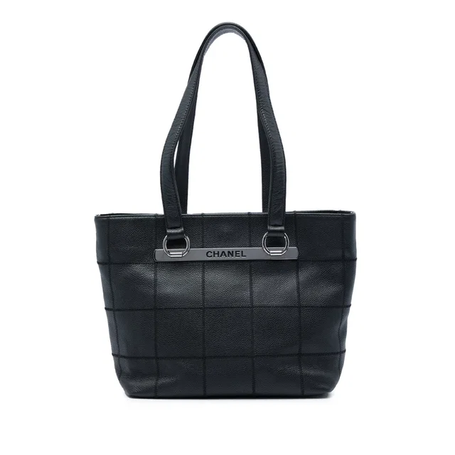 Black Chanel Caviar Chocolate Bar Tote in Black Caviar leather from Designer Revival